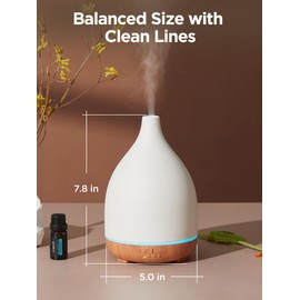 InnoGear Oil Diffuser, 300ML Ceramic Diffuser for Essential Oils Handcrafted Aromatherapy Diffuser Ultrasonic Cool Mist Humidifier with 4 Timers Waterless Auto Off for Room Office, White