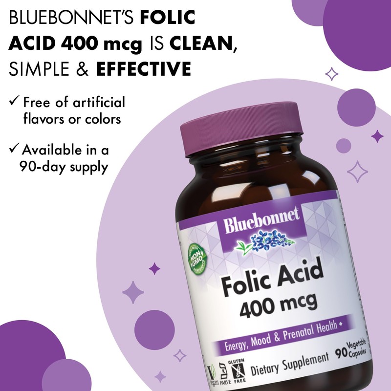Bluebonnet Nutrition Folic Acid 400 mcg, Prenatal & Postnatal Health*,