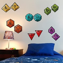 Dungeons & Dragons Wall Sticker - Dice Icons Decal Set D&D Gamer Wall Art Mural (90cm Width x 30cm Height)