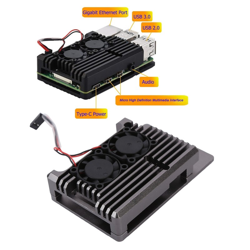 Aluminum Alloy Cooling Case Heat Dissipation Enclosure with Fan for