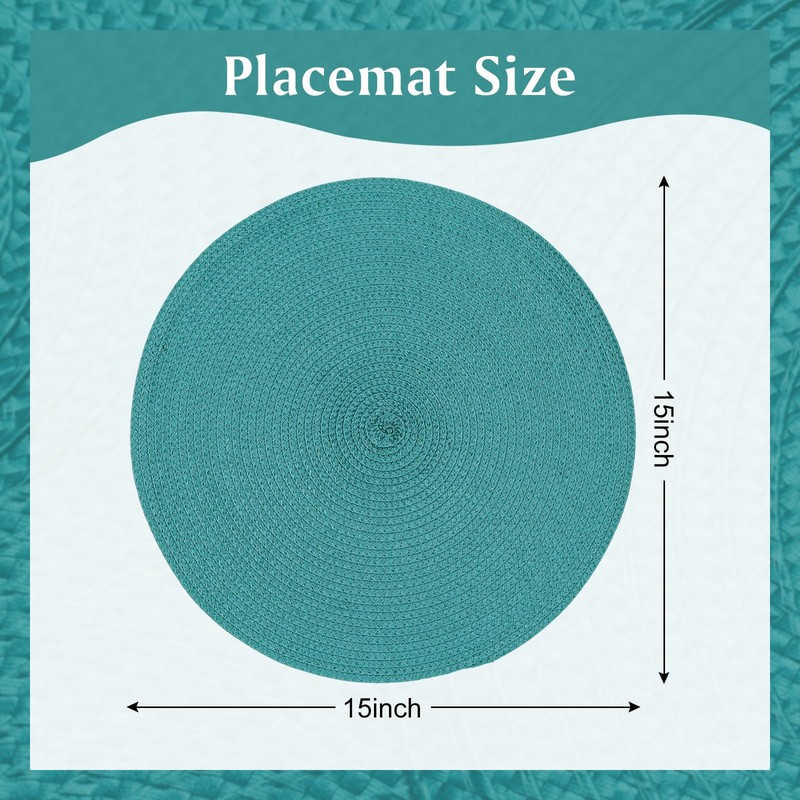 Lake Blue Round Placemats Set of 4 Braided Placemats Plastic