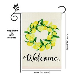 Cyodoos Summer Lemon Flower Garden Flag 18x12 Double Sided, Burlap Welcome Summer House Flag, Hello Summer Yard Flag for Outdoor Decorations