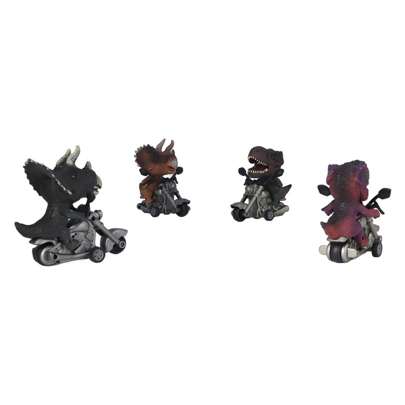 4Pcs Dinosaur Motorbike Toy Motorcycle PVC Pull Car Home Decoration