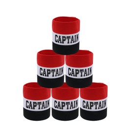 Qimoo 4Pcs Black Red Youth Captain Armband for Soccer Training, Adults & Youths Arm Band Elastic Captain Armbands Adjustable Soccer Basketball Player Captain Arm Band