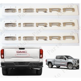 GMC 3PCS Chrome Door Rear Tailgate 2019+ UP GMC SIERRA LETTER EMBLEM 1500 2500 3500