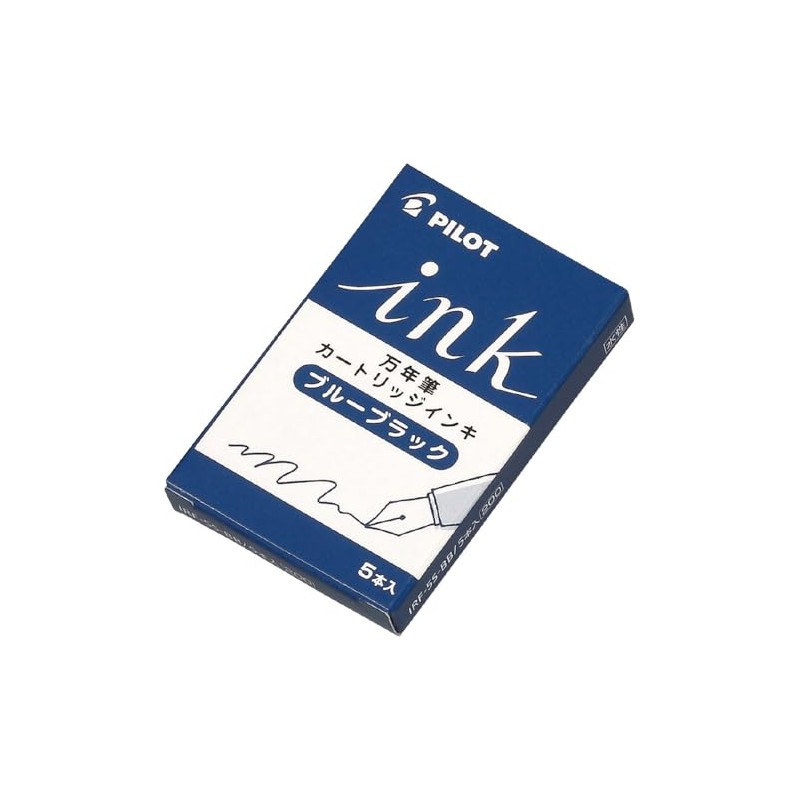 Pilot Fountain Pen Ink Cartridge, Set of 5, Blue Black,