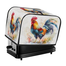 4 Slice Toaster Cover Watercolor Animal Rooster Toaster Covers Four Slice Wide Slot Waterproof and Dustproof Covers for Wide Slot Toasters and Small Appliances Kitchen Decor Gifts
