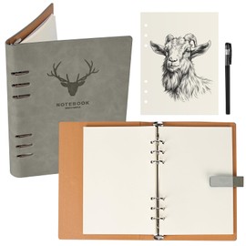 Cuaderno de Hojas Sueltas de 6 anillas,con BolíGrafo,con 100 hojas de papel en blanco A5,7 x 9 pulgadas(Portada),Cuaderno profesional para Suministros Escolares Oficina,Viajes de Negocios,cubierta de piel sintética