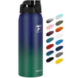 Fanhaw 24 Oz Insulated Stainless Steel Water Bottle with 1 Lid (Chug Lid) - For Kids, Women, Men | Leak & Sweat Proof with Anti-Dust Lid (Purple Green)