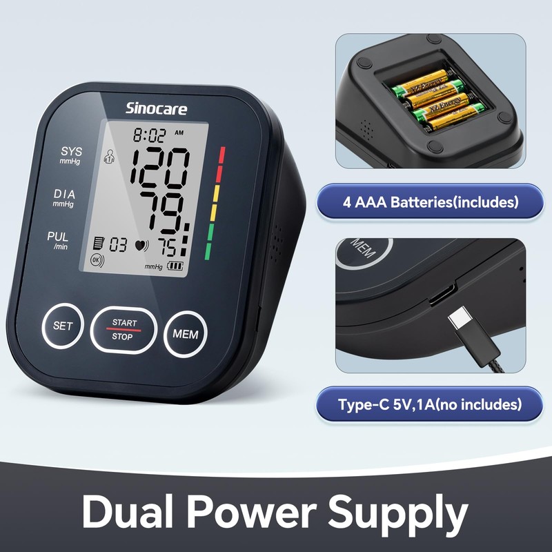 Sinocare Blood Pressure Monitor, Upper Arm BP Machine for Home,