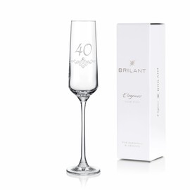 Brilant Poem Champagne Flutes Crystal & Sparkling Champagne Flutes: 40th Birthday Gift, Minimalist Glass and Stylish Champagne Glasses