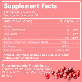 Cranberry Gummies 1000mg, Cranberry Supplements for Women, with D-Mannose 250mg, Womens Probiotic Gummies, Urinary Tract Health, Cranberry Flavor, NO GMOs, 60 Count (Pack of 2)