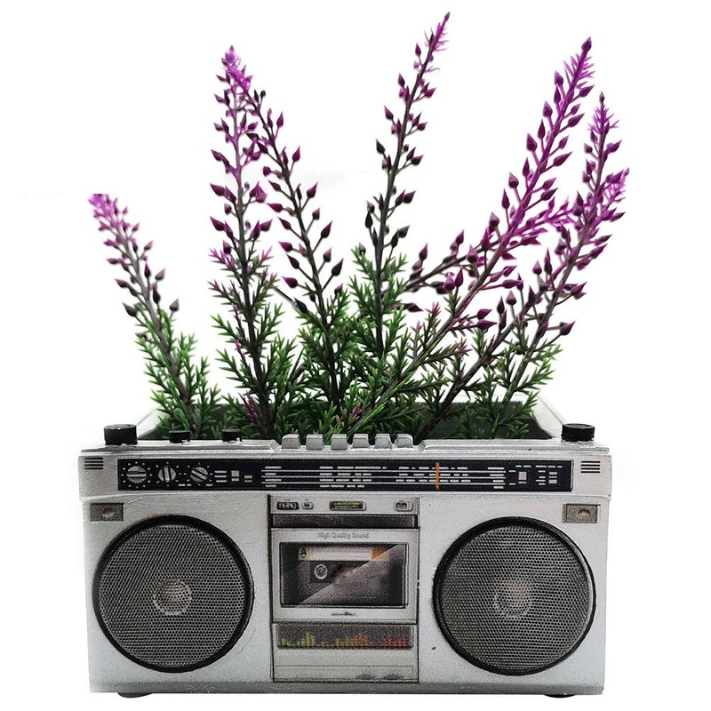Retro Radio Flowerpot Resin Planter Decorative Vase for Home Office