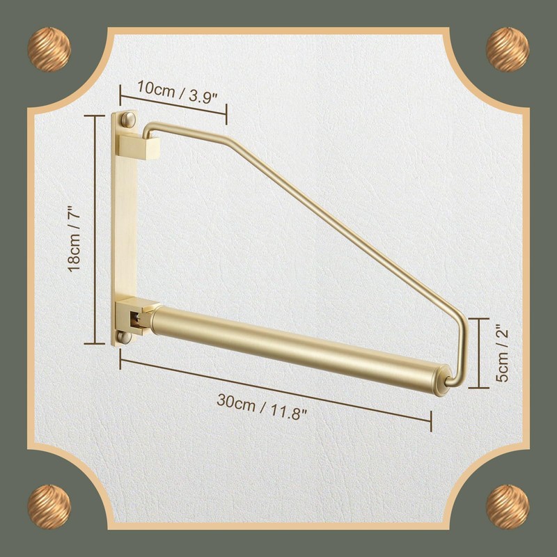 Folding Wall Mounted Clothes Hanger Rack Clothes Hook Solid Brass