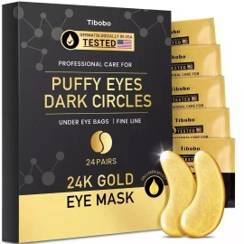 tibobo 24 Pairs Under Eye Fine Line Patches 24K Gold Eye Masks