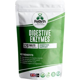 Digestive Enzyme Supplements - 120 Tablets for Optimal Gut Health - Contains DigeZyme, Lactase, Protease - Promotes Healthy Digestion, Essential Digestive Enzymes - UK Made, Vegan