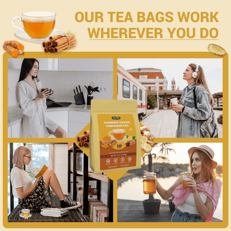 Turmeric Ginger Cinnamon Tea Bags, Turmeric Ginger Herbal Tea, No