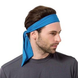 Quickly Dry Moisture Wicking Sweat Head Tie Headband Women Men Sports Stretchy Sweatband Head Wrap Scarf Bandana for Tennis Running Workout Yoga Gym Cycling Fitness (Blue)