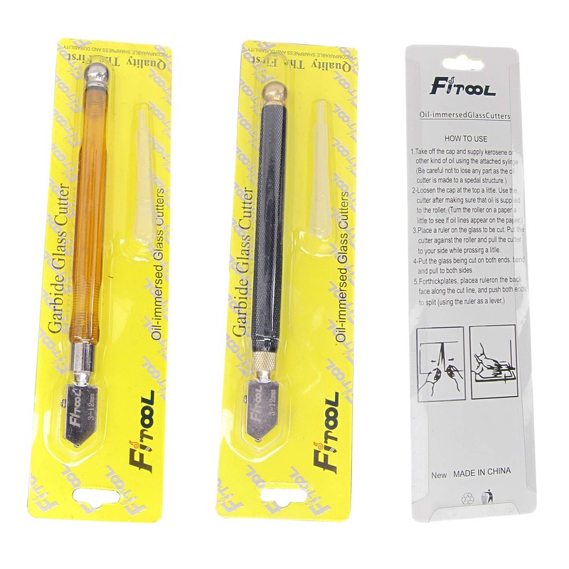 2Piece Glass Cutter 3mm-12mm, Self-Oiling Tungsten Carbide Glass Cutter, Professional