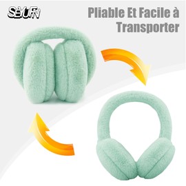 SEYUFN Foldable Ear Warmers Women's Winter Plush Earmuffs Children Soft Warm Ear Warmers Girls Boys Cute Ear Warmers, A-light green