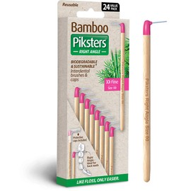 Bamboo Right Angle Piksters | Interdental Brushes | Sizes 00,1,3,5 | 24 Pack (24 Pack, Size 00 (Pink))
