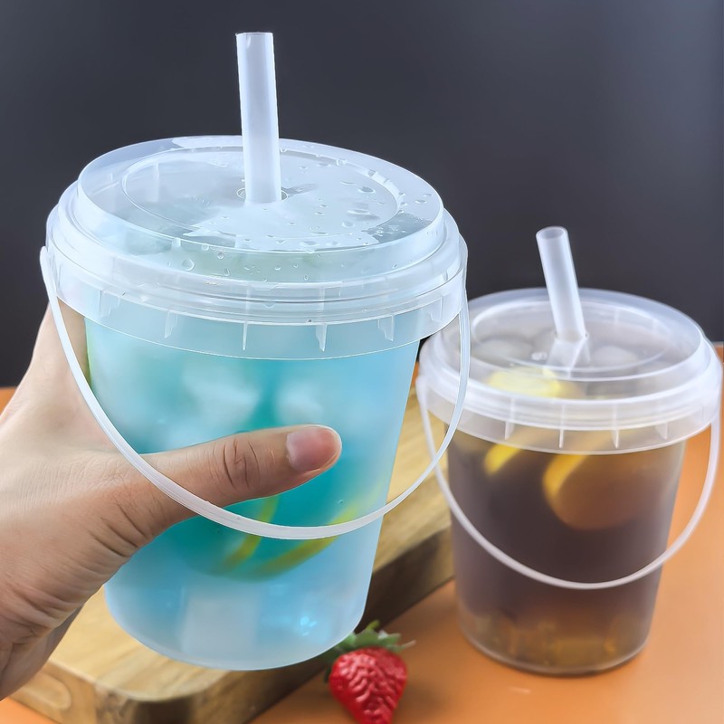 30 Sets - 34 oz Plastic Cups with Lid and