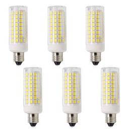 Lxcom Lighting Dimmable E11 LED Corn Bulb 10W Mini Ceramic Candelabra Bulbs 4000K Natural White (6 Pack)- 102 LEDs 2835 SMD 100W Equivalent T3/T4 JDE11 120V Lamp for Chandeliers Cabinet Lighting