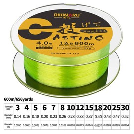 RIKIMARU Monofilament Fishing Line (Fluo-Yellow, 30LB-660Yds)