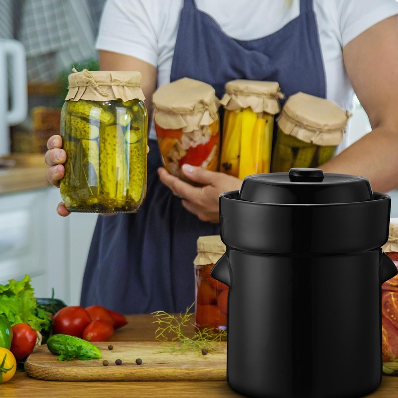 Tioncy 2.6 Gallon 10L Fermentation Crock Ceramic Sauerkraut Crock with