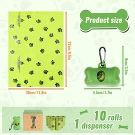 INNOLIFE Biodegradable Dog Poop Bag, 150 Counts Dog Poop Bag Rolls with Dispenser, Scented Leak Proof Pet Waste Bag, Green Dog Bags for Poop