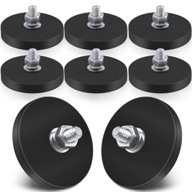 8Pcs Rubber Coated Magnets, 30LBS Bolt on Magnets with M6 Threaded Studs and Nuts, Strong Flag Neodymium Magnet Mount Base with Rubber Coating Non-Slip, Anti-Scratch for Light Bar and Add Mirrors