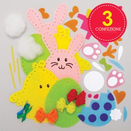 Baker Ross Decorazioni da Cucire di Pasqua - Confezione da 3, Cucito per Bambini (AX798)