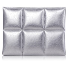 Saysurey Puffy Laptop Sleeve Case 13 Inch 14 Inch, Quilted Puffer Lap Top Carrying Case Laptop Sleeve Bag Pillow Bag Compatible with MacBook Air M4 2025 M3 M2 M1/ MacBook Pro M4 Pro/max, Silver