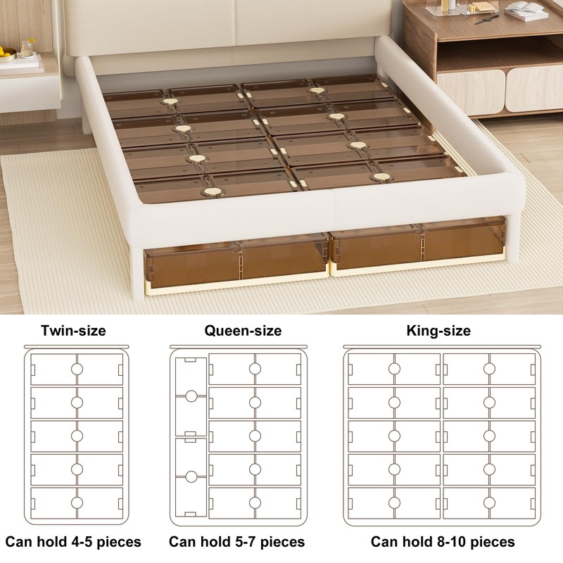 Mmucco Under Bed Storage,13.5gal 2Pack Stackable Bed Storage with Wheels