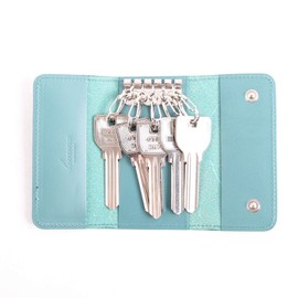 Remma Key Case, Paz Pass, Trifold, 5 Hooks, Genuine Leather, Gift, Leather, Car Key Case, Turquoise