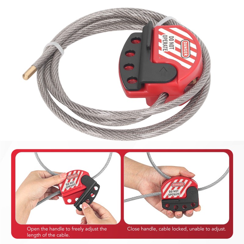 Tagout Cable Lock Adjustable Lockout Device Stainless Steel 4 Key