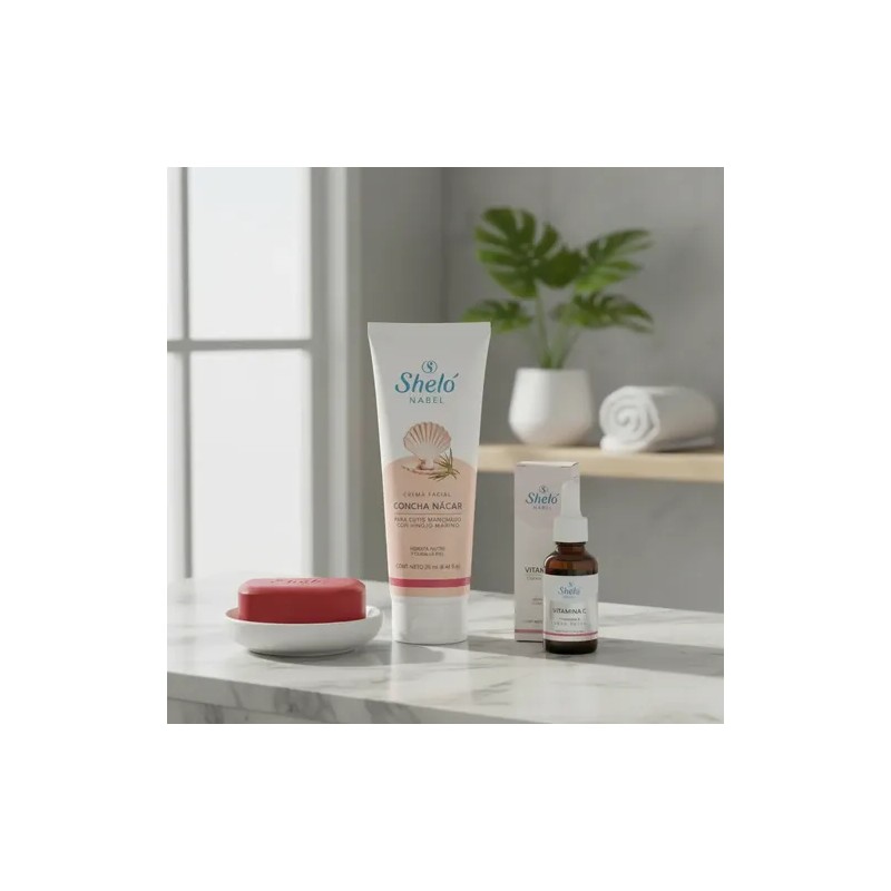 Kit Facial Shelo Nabel: Crema+vitamina C+jabón Granada