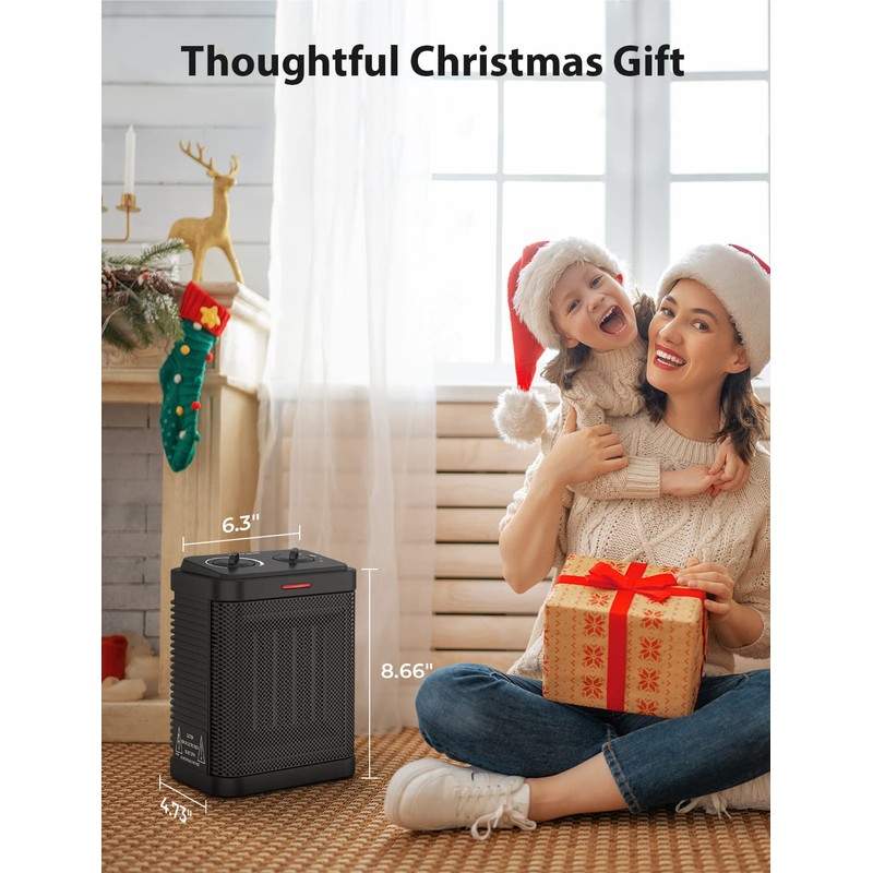 1500W Small Space Heater for Indoor Use, PTC Ceramic Space