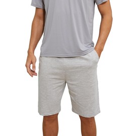 Treetreerin Men's Short Pants, 100% Cotton, 5/4 Length, Loose, Casual, Fitness Pants, Sports, Gym Wear, Pockets, Plain, Breathable, Odor Resistant, Summer, Loungewear, gray, 2 XL