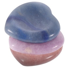 OATIPHO 3Pcs Heart Shaped Natural Crystal Thumb Stones for Stress Relief and Meditation Decorative Massage Stones Strawberry Blue Chalcedony Purple Mica Boosting