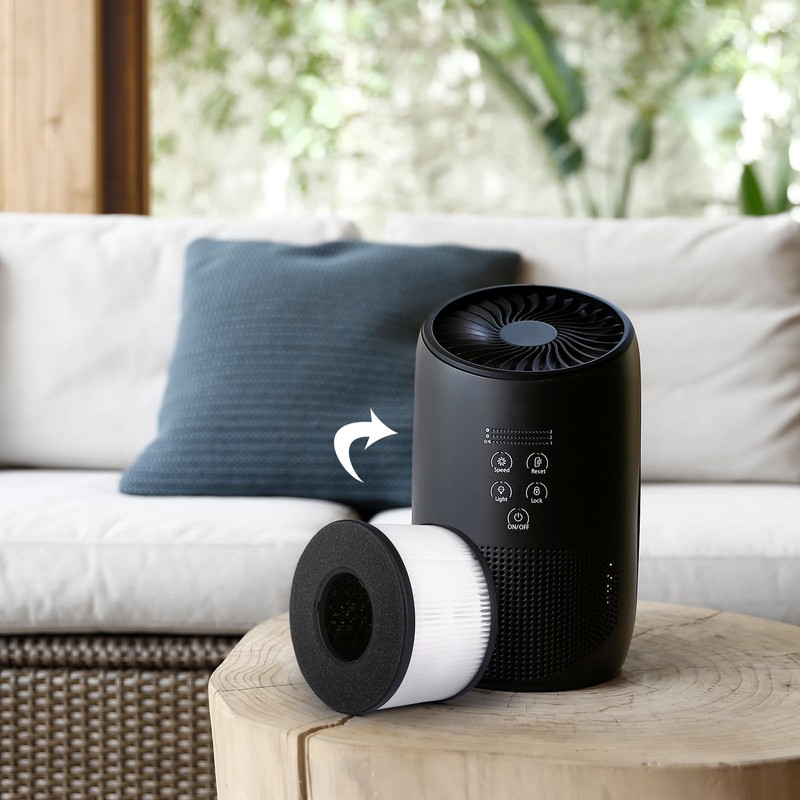 Slevoo Air Purifier Filter Replacement for BS-03, 3-in-1 HEPA Air