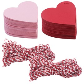 220 Pieces Gift Tags, Heart Shaped Pendants, Heart Gift Tags with 2 Pieces Cotton Ropes, Tag Paper for Clothes, Price, DIY Crafts (Red, Pink)