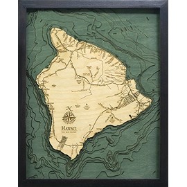 Hawaii (The Big Island) 3-D Nautical Wood Chart, 16" x 20"