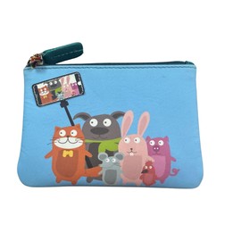 Pinky Selfie Dogs Ladies Leather Coin Purse by Mala Leather – Genuine Leather, Zip Top Closure, Cute Selfie Dog Design