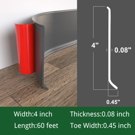 GAMZAU Flexible Baseboard Molding Trim, 4 Inch x 60 Feet Peel and Stick Vinyl Wall Base Cove Base, Self-Adhesive Rubber Wall Base Moulding Trim(S100,Black)