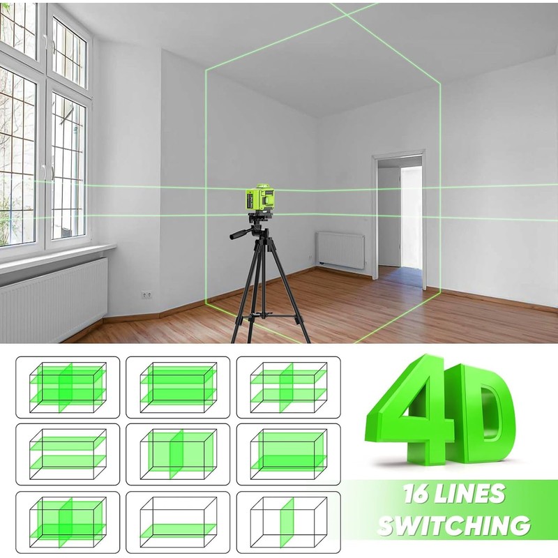 Laser Level 360 Self Leveling with Tripod,CinusLinus 4D Lazer Level,4x360°