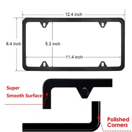 Indeed BUY License Plate Frames Black, Newest 2 Pcs 4 Holes Car Licenses Plate Covers Stainless Steel Holders Frame for Plates with Screw Caps.
