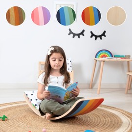 bee smart Wooden Balance Board- Wobble Board for Kids, Natural Toddler Balance Rocker | Ideal Tool for Exercise, Rehabilitation and Fun (Life)