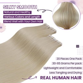 Blonde Remy Tape in Hair Extensions Human Hair 28 Inch Long Bleach Blonde Hair Extensions Tape ins Human Hair Double Sided Skin Weft 20pcs 50g