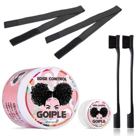 Goiple Goiple Edge Control Wax for Women Strong Hold Non-greasy Edge Smoother Strawberry Scent (4oz Edge Control + 0.7oz Travel Szie Edge Control Wax + Edge Brushes*2+Tie Band*2)